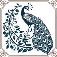 Illustration of a peacock design with a retro pattern vector