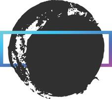 Gradient rectangular frame is overlapping a black painted circle on a white background, creating a modern and abstract composition vector