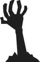 Silhouette of a zombie hand emerging from the ground, creating a spooky and eerie atmosphere perfect for halloween projects vector