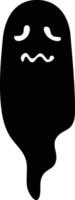 Black and white illustration of a sad ghost floating with a melancholic expression, representing concepts of loneliness, fear, and halloween celebrations vector