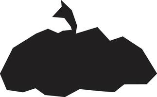 Minimalist illustration of a black pumpkin silhouette, featuring a geometric, low poly design, ideal for halloween themed projects and creating a spooky atmosphere vector