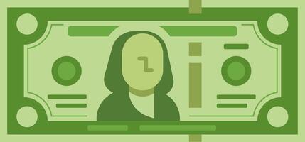 Stylized green banknote depicting simplified portrait and geometric patterns, symbolizing american finances, wealth, and economic concepts vector