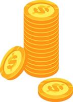 Shiny gold coins with dollar symbol on top symbolize increasing wealth and financial success, emphasizing importance of planning and smart decisions for prosperity vector