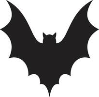 Stylized illustration of a black bat silhouette flying with its wings wide open, creating a spooky and mysterious atmosphere perfect for halloween projects vector