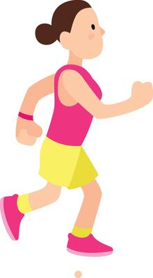 Young woman runs happily, embracing a healthy lifestyle in sportswear and running shoes, showing commitment to fitness with vibrant energy and determination