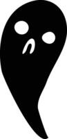 Simple black ghost floating with a sad expression, ideal for halloween decoration, creating a spooky and eerie atmosphere vector