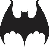 Stylized silhouette of a bat spreading its wings, creating a dramatic and ominous presence, perfect for halloween or spooky designs vector