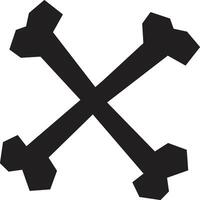 Two black bones are crossed, creating a simple yet impactful image against a clean white backdrop, ideal for conveying concepts related to danger, piracy, or halloween vector