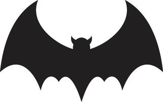 Simple black silhouette of a bat with open wings and horns flying on a white background, ideal for halloween projects or any design needing a touch of spooky charm vector