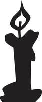 Black silhouette of a burning candle with melted wax dripping down the sides and a stylized flame at the top, creating a simple yet evocative image vector