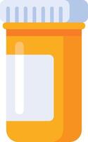 Orange plastic medicine bottle with blank white label and childproof cap for safe storage and accurate dosage vector