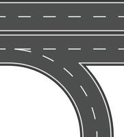 Straight highway with an exit ramp curving downwards, forming a semicircle, representing road infrastructure and transportation concepts vector