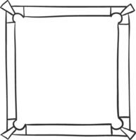 Simple, hand drawn black outline creates a square border with folded corners, giving the impression of a frame or edge, suitable for various design applications vector