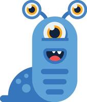 Friendly, smiling, blue monster with three eyes and antennae is a fun and whimsical design, perfect for children's products or any project needing a touch of playful charm vector