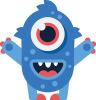 Cartoon illustration of a friendly, smiling, one eyed blue monster waving, perfect for children's books, games, or any project needing a touch of whimsy vector