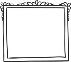 Rectangular frame featuring a hand drawn design with floral accents, providing a simple yet elegant border on a clean white background, ideal for adding a touch of creativity to various projects vector