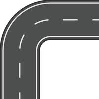 Winding road with white dashed lines making a ninety degree turn isolated on a white background, creating a simple yet effective representation of a change in direction or journey vector