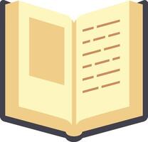 Open book displays an image placeholder and lines of text on cream colored pages, inviting readers to explore its content vector