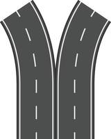 Two gray asphalt roads with white dashed lines are diverging, creating a visual representation of decision making, options, and the concept of choosing between different life paths or opportunities vector