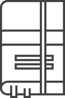 Simple line icon representing a closed book with a bookmark ribbon, showing lines of text, ideal for educational or literary concepts vector