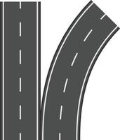 Straight and curved asphalt roads with white dashed lines represent different directions, symbolizing choices, journeys, and paths in life or business vector