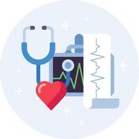 Cardiology equipment including a stethoscope, heart shape, and ekg report are combined in a visually appealing design, emphasizing the importance of heart health and medical diagnostics vector