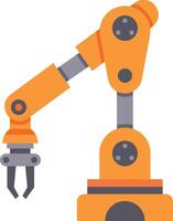 Modern robotic arm is picking up an object, representing automation, innovation, and efficiency in industrial manufacturing vector