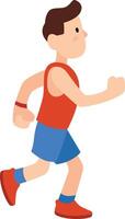 Young man is depicted mid stride, actively engaged in running, emphasizing the importance of physical activity for a healthy lifestyle vector