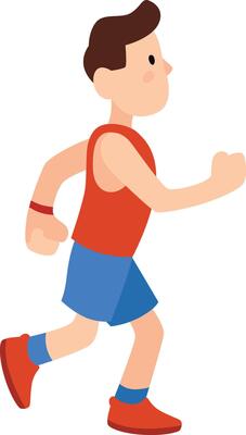 Young man is depicted mid stride, actively engaged in running, emphasizing the importance of physical activity for a healthy lifestyle