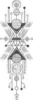 Geometrical tattoo design featuring planets, triangles, and circles, evoking a sense of cosmic order and mystical symbolism vector