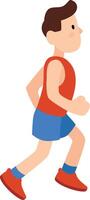 Determined young man in athletic attire runs with energy, inspiring viewers to pursue a healthy lifestyle through exercise and fitness vector