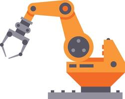 Industrial robotic arm with open claw preparing to pick up an object in modern automated factory setting, showcasing automation and efficiency vector