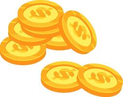 Several gold coins with dollar symbol embossed, forming a stack and suggesting accumulating wealth, savings, investment, and financial prosperity vector
