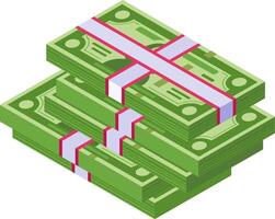 Stacks of green banknotes secured with bands, illustrating accumulating wealth, financial growth, and successful investment strategies vector