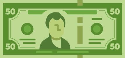 Close up of a fifty dollar bill, showcasing american currency and financial concepts, symbolizing prosperity and stability. Explore the intricate details and learn about economics and finance vector