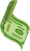 Stylized green banknote is floating and waving in the air, representing financial concepts such as income, investment, and economic growth vector