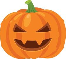 Halloween pumpkin carving showing a scary face with sharp teeth, celebrating the spooky season with a traditional decoration vector