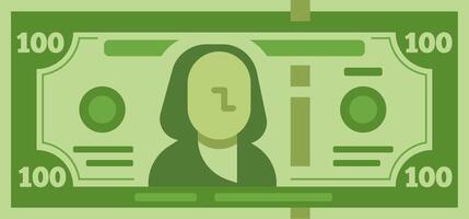 Stylized illustration of a one hundred dollar bill featuring a portrait, emphasizing financial concepts, wealth, and the us monetary system vector