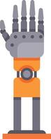 Robotic arm showing open palm gesture, featuring an orange and grey color scheme, in a flat design style conveying modern technology and automation vector