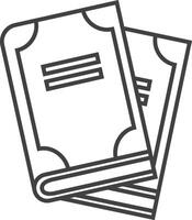 Two overlapping books symbolize reading, education, and knowledge in a simple black and white design, perfect for academic concepts vector