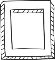 Simple, hand drawn illustration of an empty picture frame featuring a prominent striped border, creating a large white space ideal for adding custom images or text vector