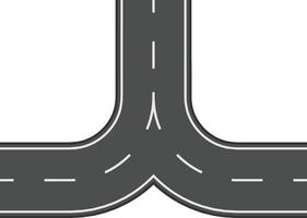 Y shaped highway splits into two routes. Symbolizing choice. White background enhances contrast. Highlighting decision making. Graphic represents choosing a direction. A metaphor for life decisions vector