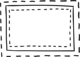 Simple, hand drawn rectangular frame featuring a combination of dotted and solid lines, providing a visually appealing border for various design applications vector