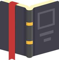 Open book displays its pages, inviting readers to delve into its contents, enhanced by a red bookmark for easy navigation vector