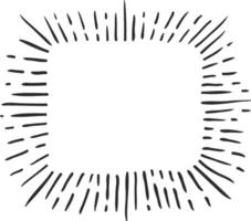 Concentrated lines emanating from a rectangular frame create a dynamic and textured border, providing a hand drawn aesthetic suitable for various design applications vector
