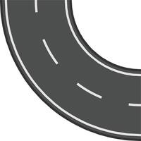 Winding road with white lane dividers creates a sense of journey and direction, symbolizing movement and transportation. Perfect for illustrating travel concepts vector