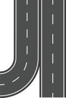 Illustration featuring a winding road seamlessly merging with a straight highway, creating a visual representation of diverging and converging paths, set against a clean white backdrop vector