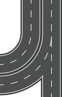 Winding road merging into a straight highway, creating a dynamic composition that evokes concepts of travel, transportation, and infrastructure development vector