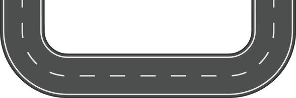 Winding road with white dashed lines making a u turn on white background representing transportation, travel, and journey concepts vector