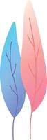Minimalist illustration showcases two elongated leaves, one radiating a cool blue gradient and the other a warm pink gradient, symbolizing a harmonious contrast vector